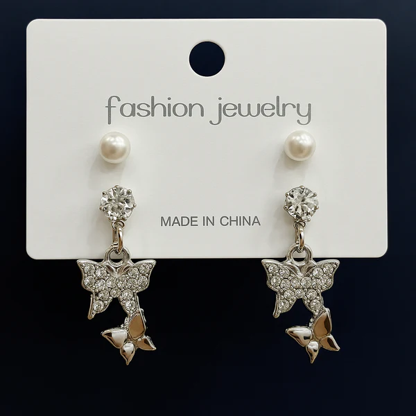 Pearl & Diamond Stud Earrings – Set of 2 Pairs