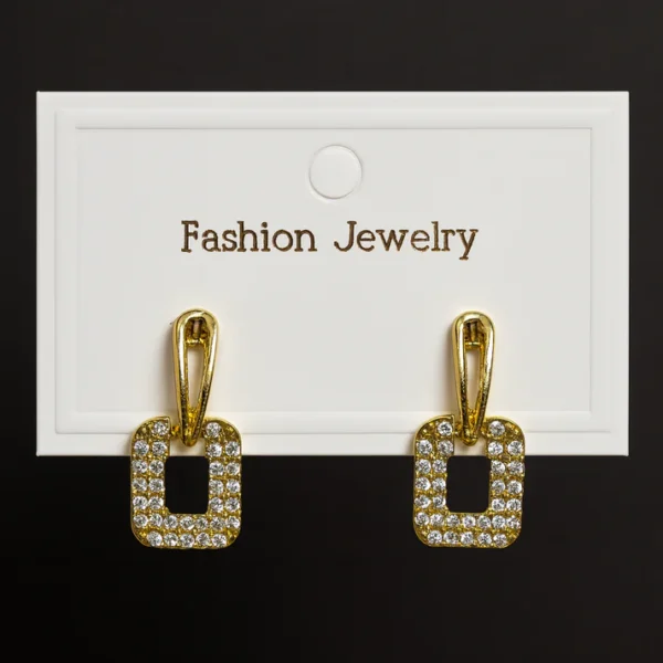 Chic Square Stud Earrings with Shiny Rhinestones