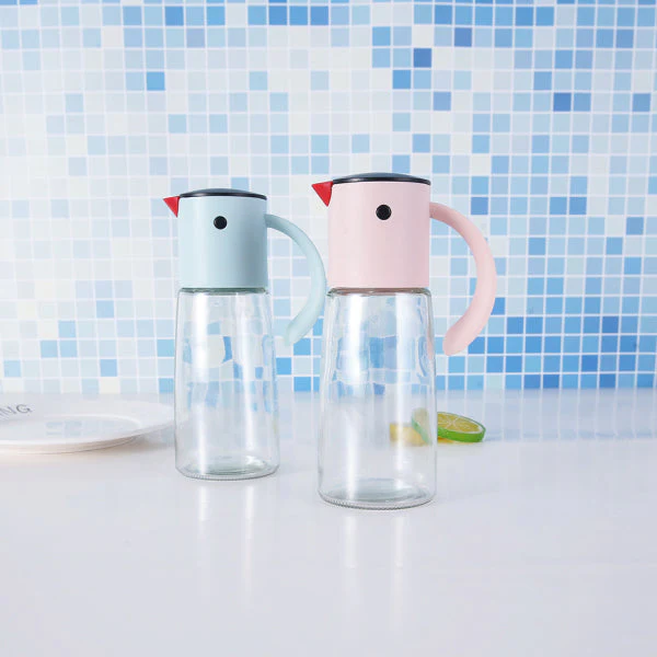 Glass Oil Pot 380ml – Woodpecker Design for Easy Pouring