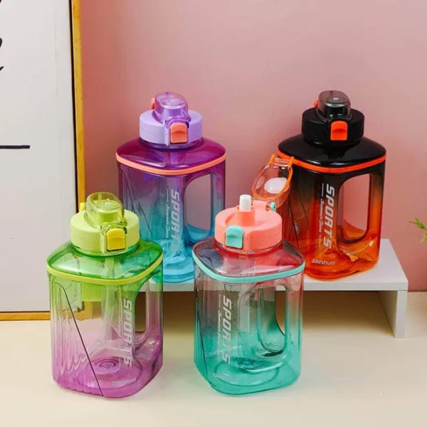 Pop-up Gradient Color Square Bottle – 1.7L | Large Capacity & Stylish