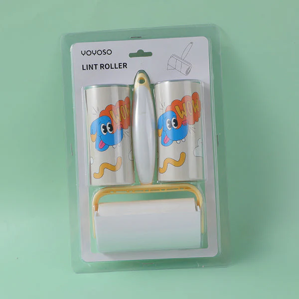 Yellow Flower Lint Roller with Cover – 3 Extra Rolls Included