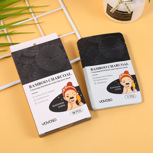 Bamboo Charcoal Nose Mask – Deep Cleansing & Blackhead Removal (10pcs)