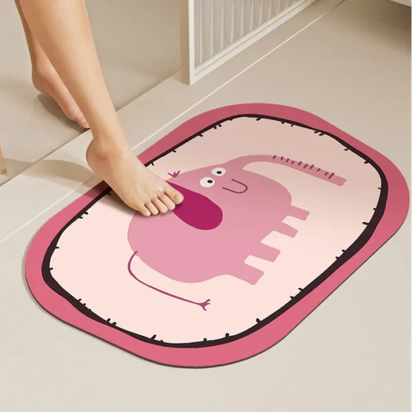 Pink Elephant Diatomite Mat – Fast-Drying, Chic, and Eco-Friendly