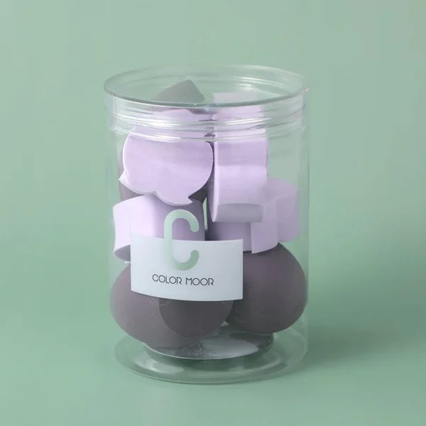 Purple Delicate and Soft Barreled Multi-Purpose Powder Puff 9-Piece Set