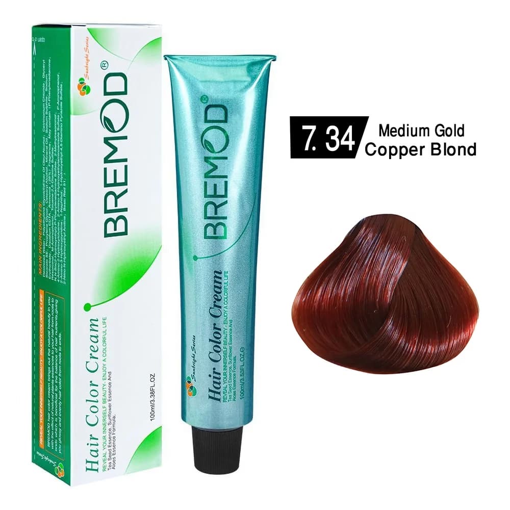 Bremod Hair Colour Medium Gold Copper Blond 7.34 100ml